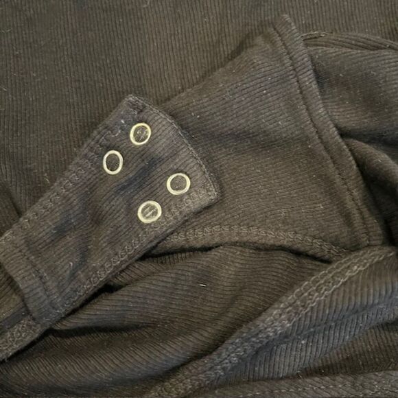 AGolde Rib Tank Bodysuit Black Stretch Scoop Neck Snap Gusset Size Small - Picture 5 of 10